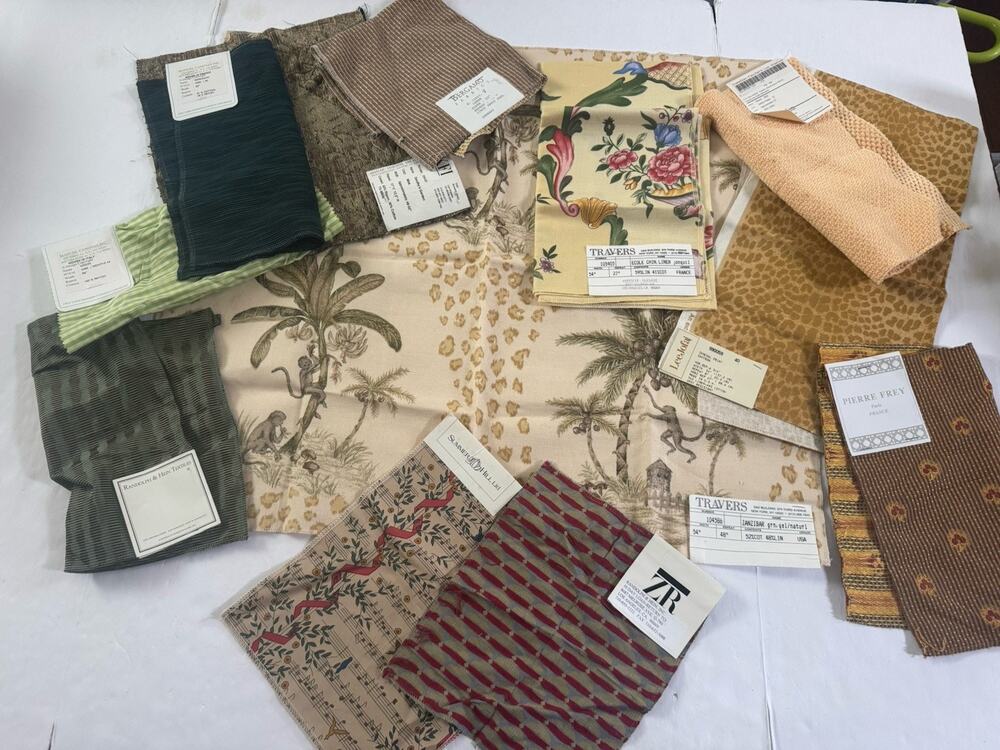 Vintage Fabric Sample Swatch 12pc LOT Upholstery Pierre Frey Bergano #5298